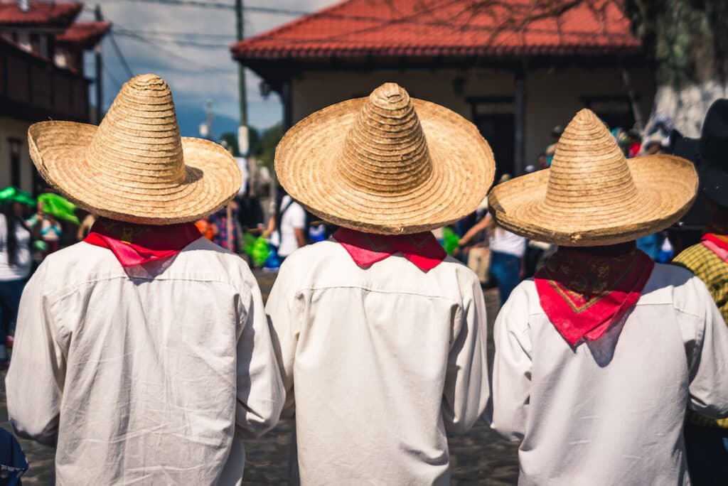 Mexicans wearing their traditional clothes