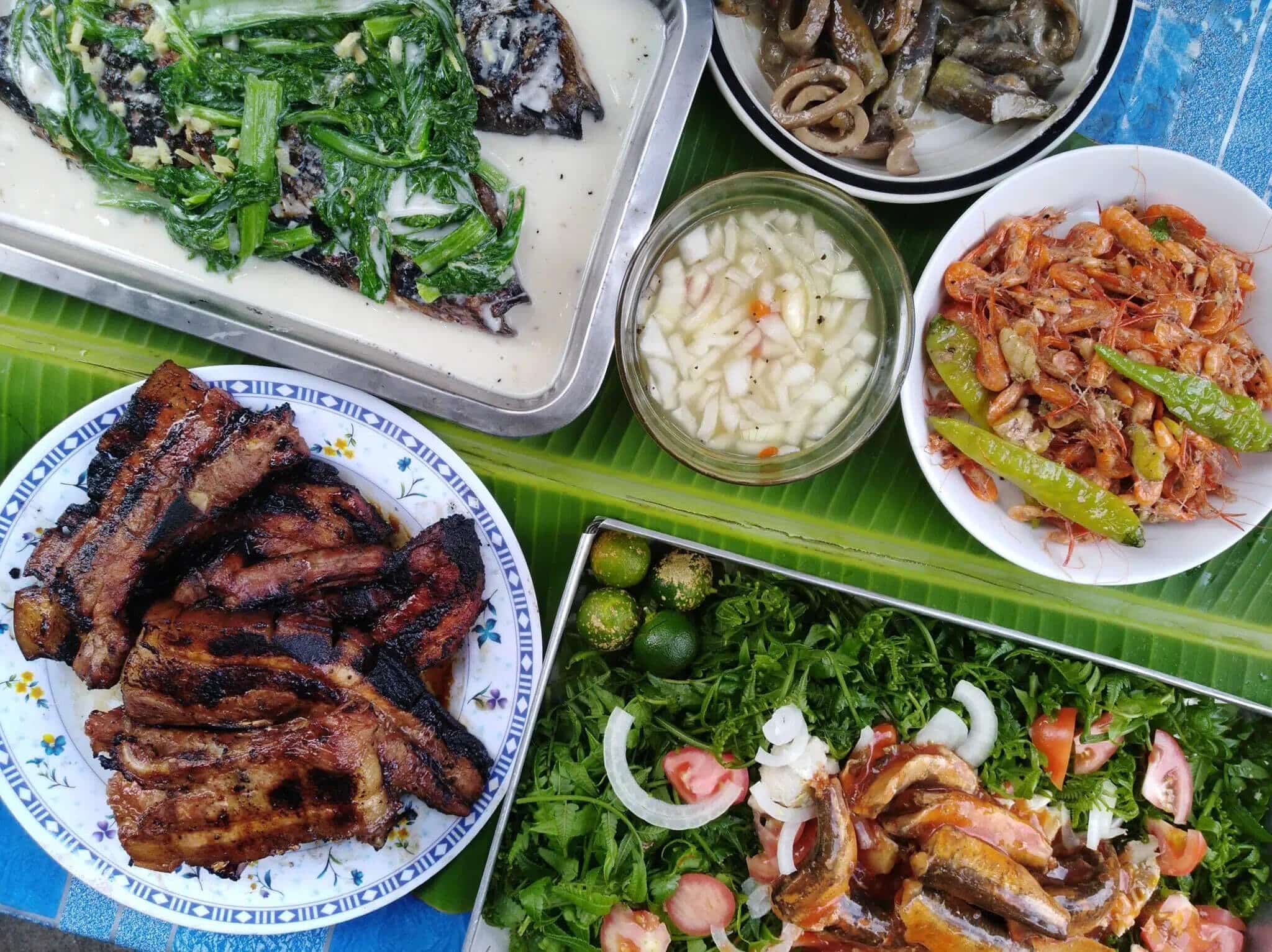 Popular Filipino foods: varieties of Filipino food on a table