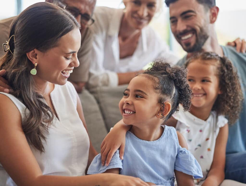 Family happily bonding at home