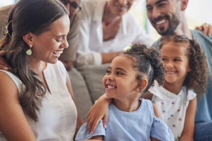 Family happily bonding at home