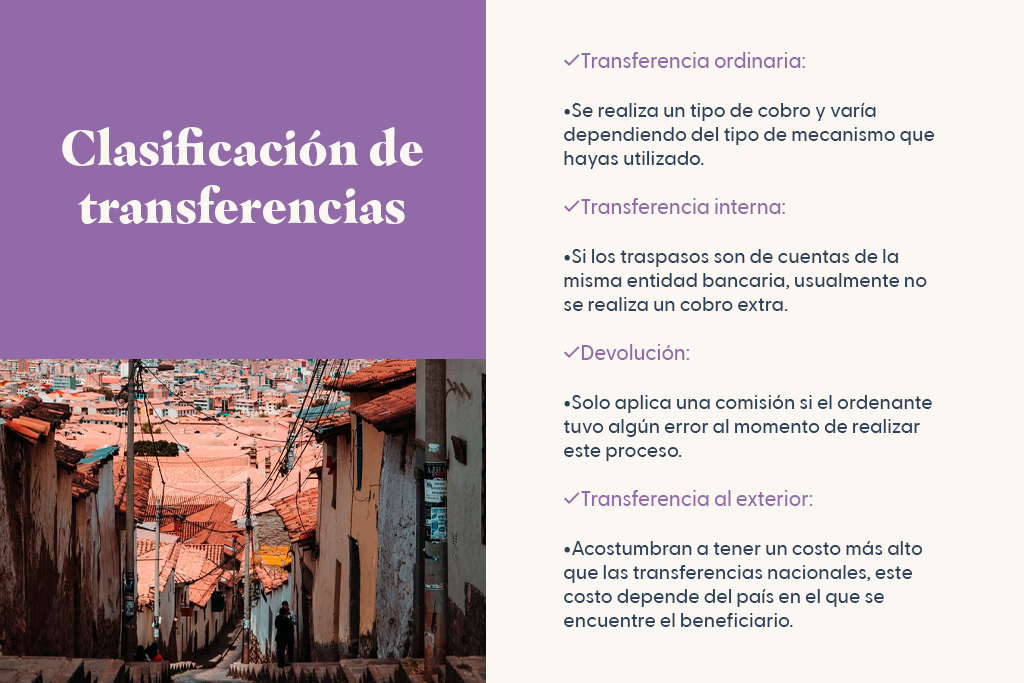 clasificacion de transferencias bancarias
