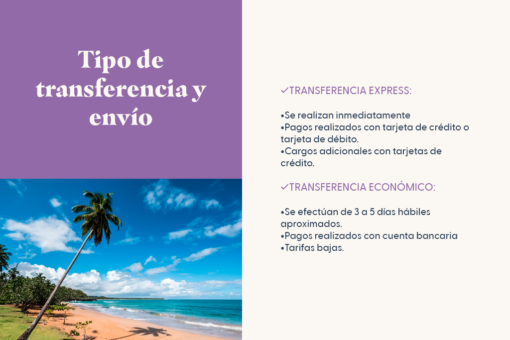 Tipode transferenciay envío