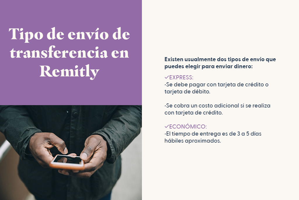 Tipo de envío de transferencia en Remitly