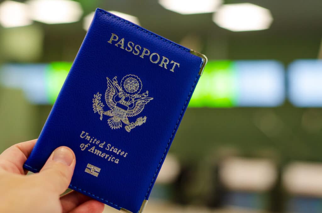 Person holding a United States of America passport