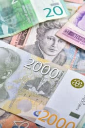 Serbia currency: close up shot of Serbian dinars