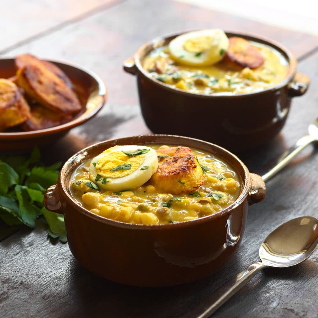 ecuadorian fanesca soup in containers