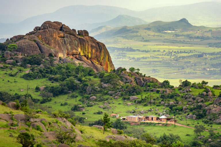 Ezulwini,Valley,In,Swaziland,Eswatini,With,Beautiful,Mountains,,Trees,And