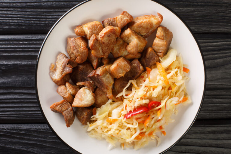 Haitian griot, Haiti's national dish, on a plate