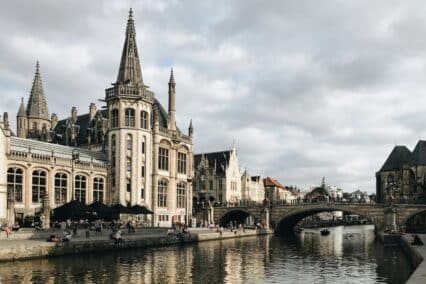 Concrete building in Ghent, Flanders, Belgium