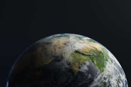 Ein Blick auf die obere Hälfte der Erde im Weltraum