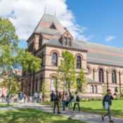 Students on the campus of Brown University.