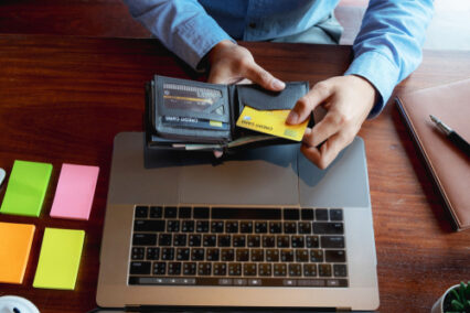 Using credit cards, shopping.