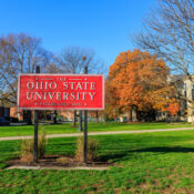 Entrance Sign at The Ohio State University in Columbus, Ohio.