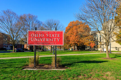 Entrance Sign at The Ohio State University in Columbus, Ohio.