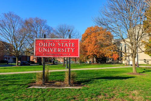 Entrance Sign at The Ohio State University in Columbus, Ohio.