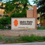 View of the college campus of Idaho State University (ISU), a public research university located in Pocatello, Idaho, United States.