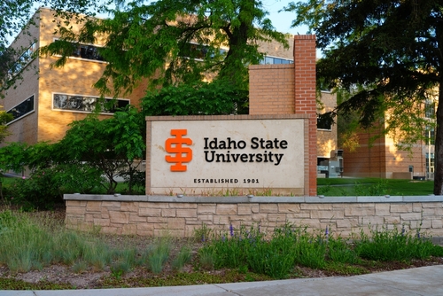 View of the college campus of Idaho State University (ISU), a public research university located in Pocatello, Idaho, United States.