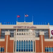 The Switzer Center in front of The Gaylord Family Oklahoma Memorial Stadium on the campus of the University of Oklahoma