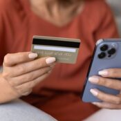 A person making financial transactions on internet application on a smartphone