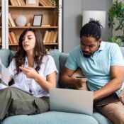 Couple reviewing household bills