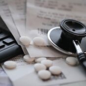 A pile of unpaid expensive hospital bills.
