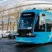 Streetcar in winter, Shenyang, LIAONING, CHINA