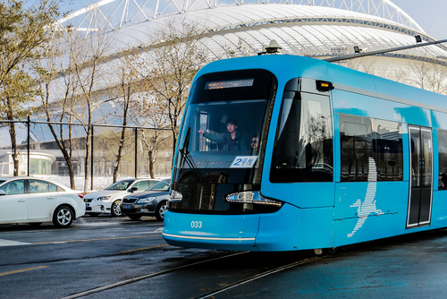 Streetcar in winter, Shenyang, LIAONING, CHINA