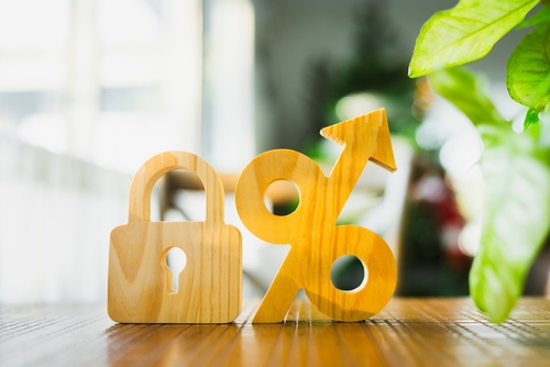 The symbol of the key and percentage is the concept of fixed interest rate.