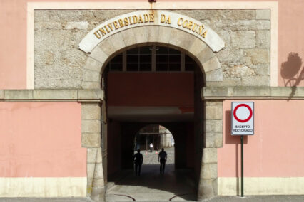 Main entrance of the Rectorate building of the University of Coruna, which is located in what was the Artillery Maestranza Park. Coruna, Galicia, Spain