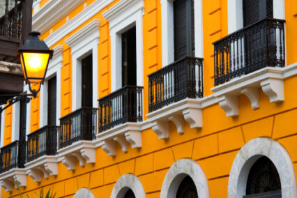 Facades and balconies of Puerto Rico.