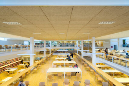 Interior of the Ourense university library.