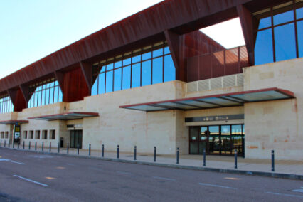 Facade and entrances to the airport of Salamanca