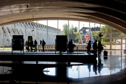 The modern Loiu Bilbao airport.