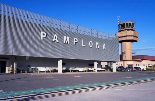Pamplona airport during a bright sunny day