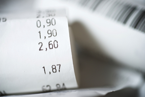 Close-up of a purchase receipt.