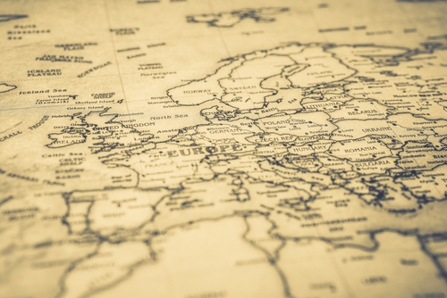 Europe on map of the world