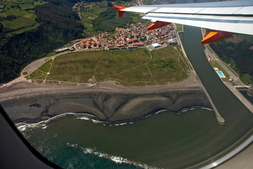 View from plane departing from the Asturias airport in Oviedo