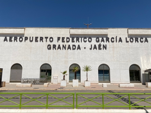 Entrance of the main building of the "Federico García Lorca" Airport in the city of Granada