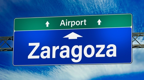 Road sign indicating direction to the city of Saragossa.
