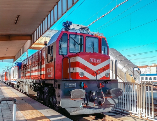 Turkish Passenger Train at Kütahya Station – Diesel Locomotive Preparing for Departure