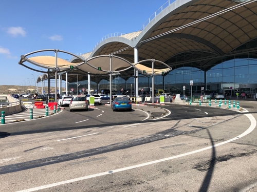 Roads leading into Alicante International Airport on a bright hot sunny day, Spain