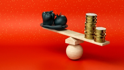 Cost of living, growing expenses on everyday spendings, food toy model