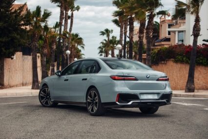 BMW 740 G70 2024 luxury sedan at the centre of the street