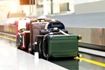 Luggage on an airport arrival belt