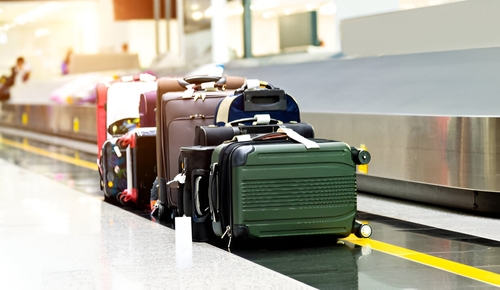 Luggage on an airport arrival belt