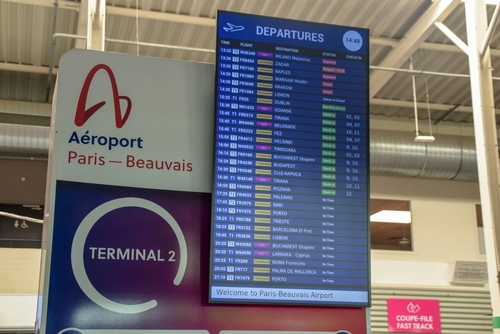 Check-in hall for Beauvais airport near Paris.