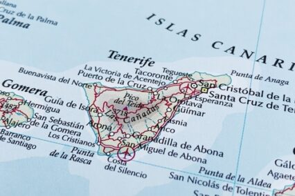 Tenerife, Spain, a detailed atlas map