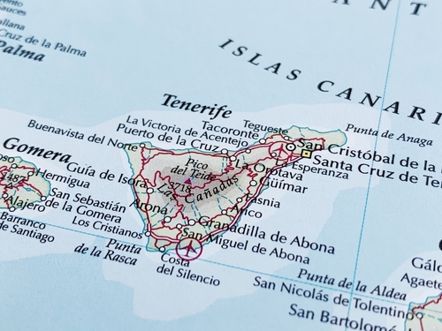 Tenerife, Spain, a detailed atlas map