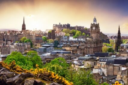 Edinburgh castle view from Calton hill, Scotland - UK