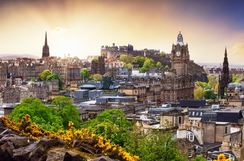 Edinburgh castle view from Calton hill, Scotland - UK
